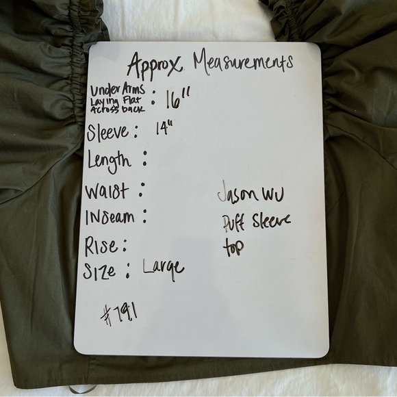 NWT Jason Wu Military Green Crop Puff Sleeve Top Size Large - Picture 11 of 12